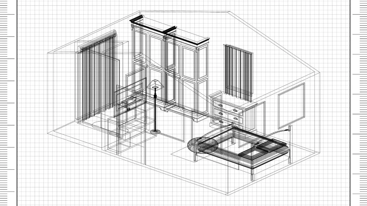Ilustração de uma planta de um quarto pequeno, representando a escolha do truque de decoração ideal.